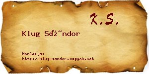 Klug Sándor névjegykártya